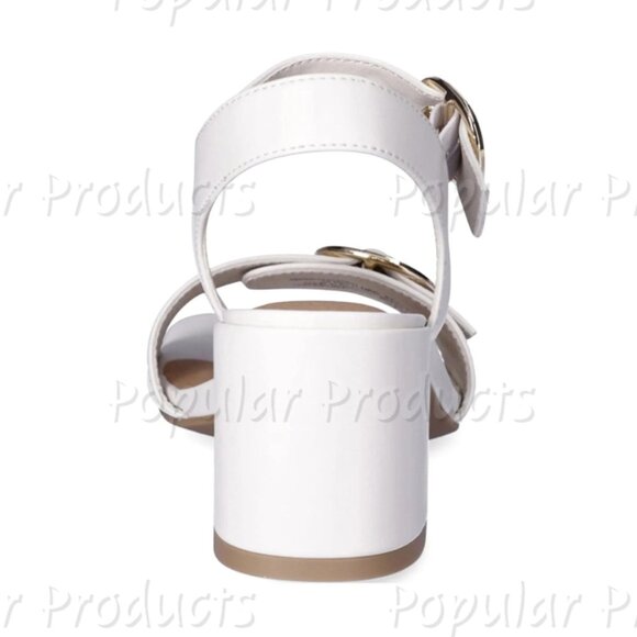 Madden NYC | Adelade Block Heel Buckle Sandals, White - Picture 4 of 10